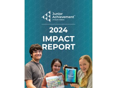 Front cover of 2023 JA Impact Report. Junior Achievement Logo, 