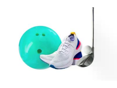 JA Bowling Ball Shoes Golf Ball and Club